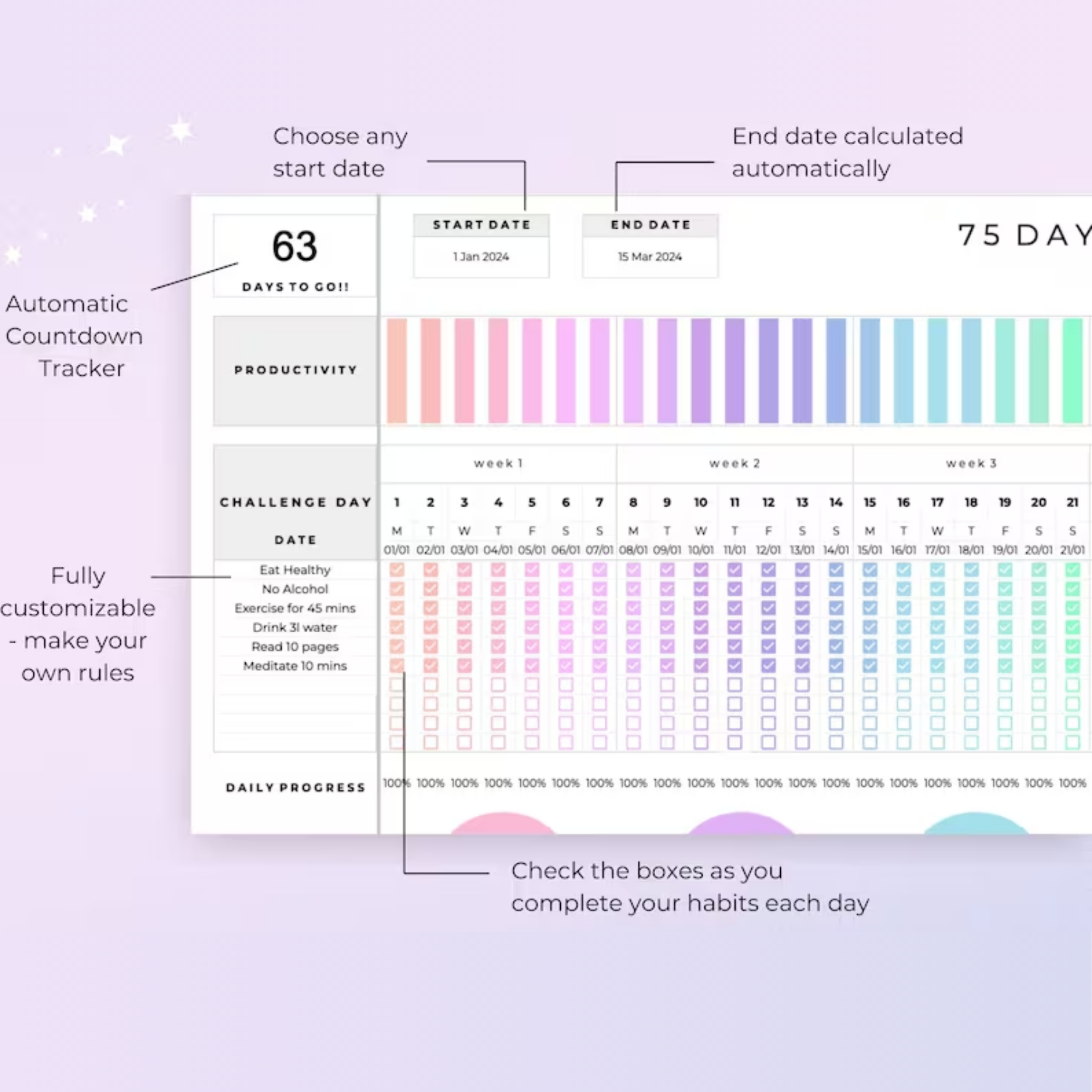 Achieve Your Goals: The Ultimate 75 Soft Challenge Tracker